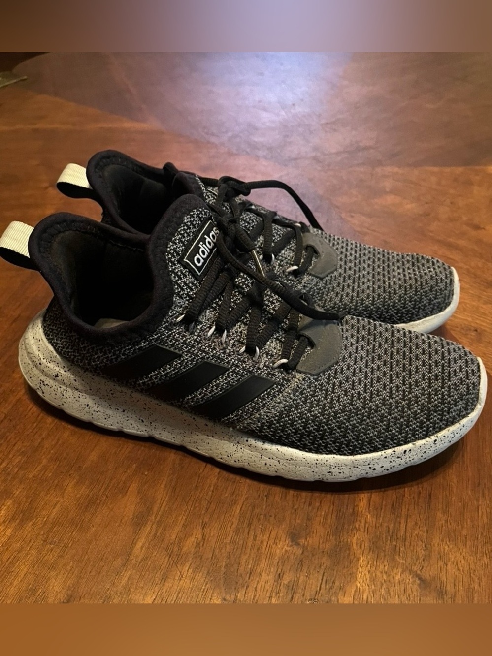 adidas Black and Gray Knit Casual Sneakers, Mens 7.5